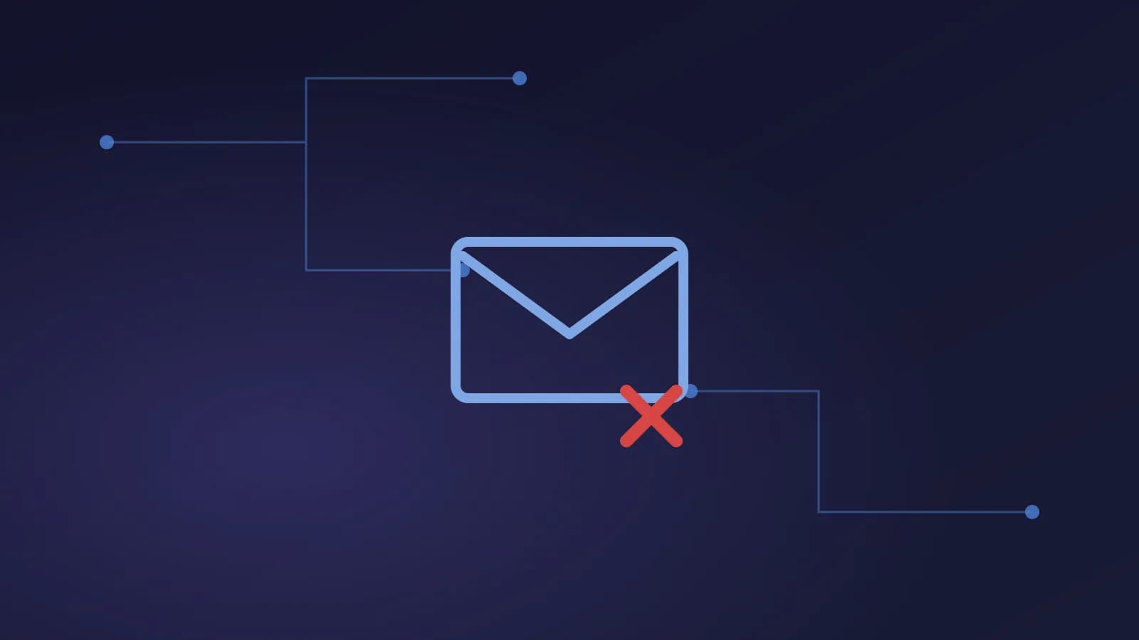 Illustration abstraite : enveloppe email signalée sur motif de circuits