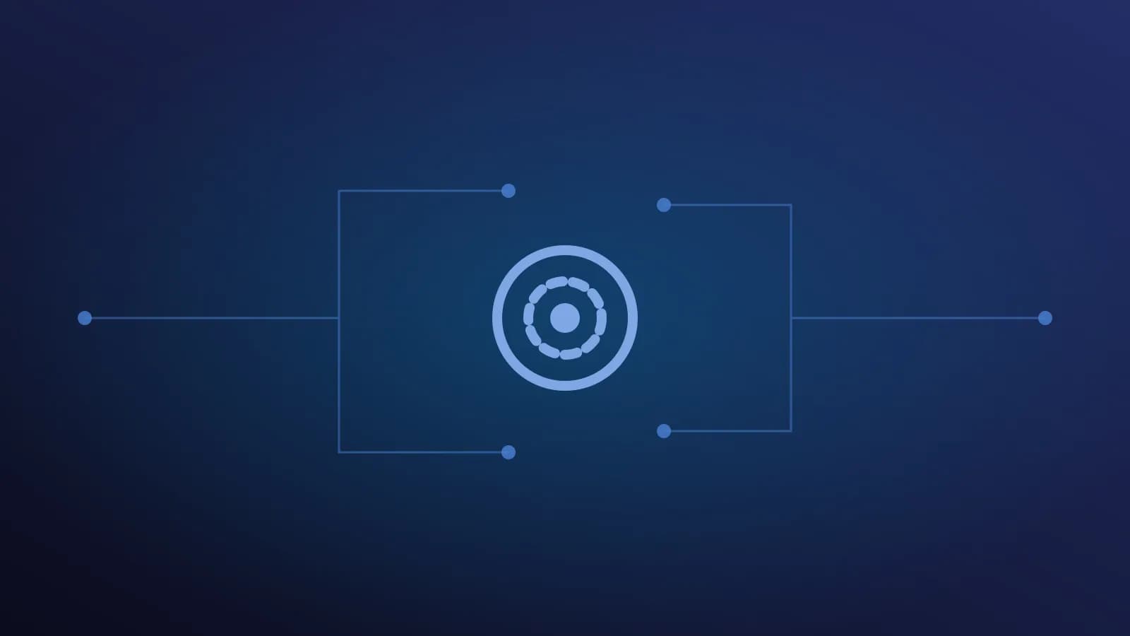 Illustration abstraite : cible concentrique sur motif de circuits
